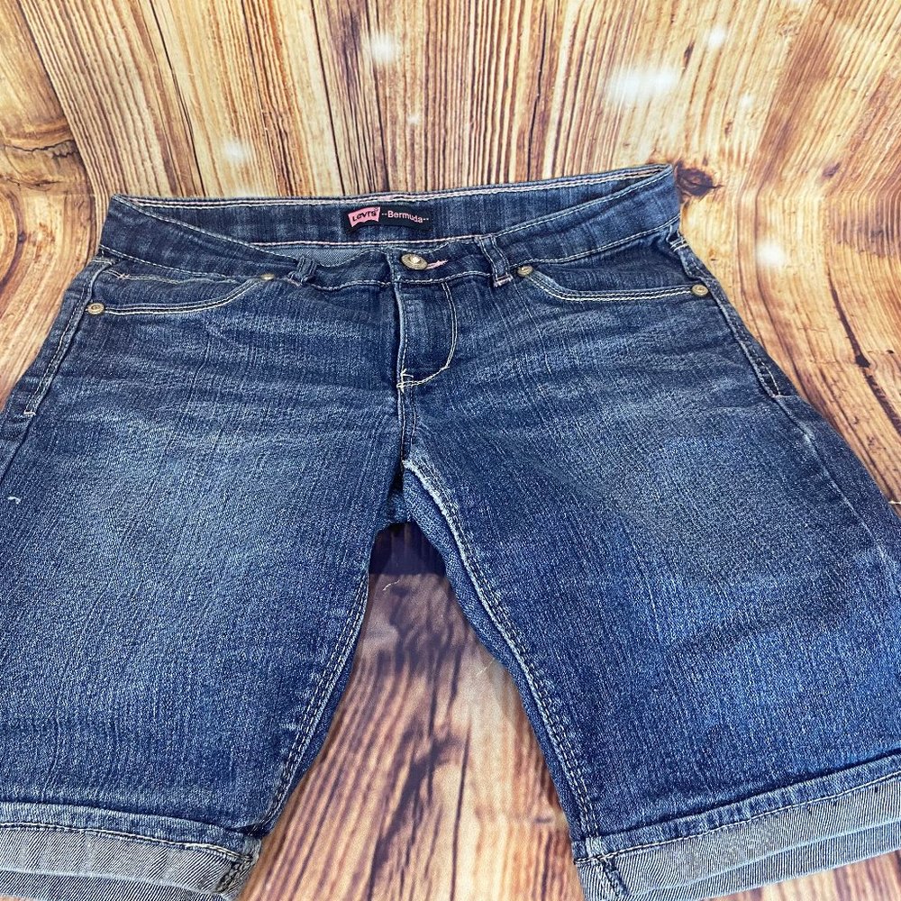 Levis Girl's Jean Bermuda Shorts with Light Pink